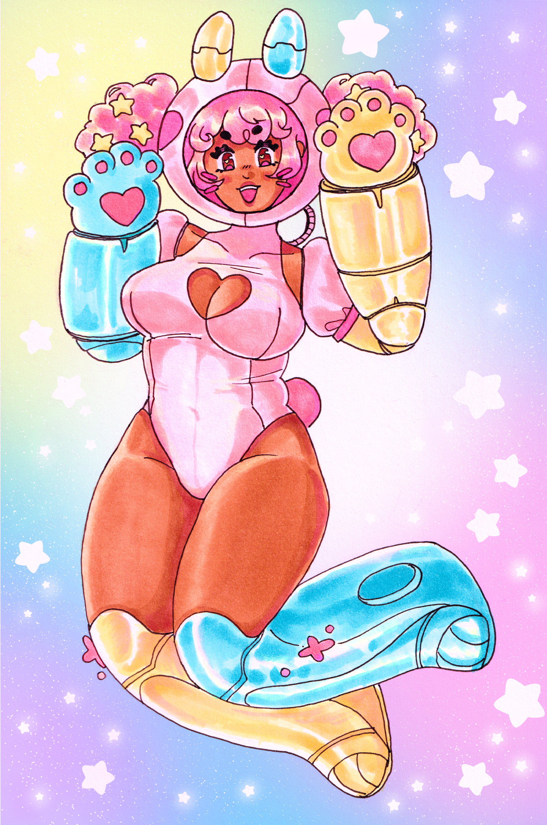 littlebinkbonk's vtuber art trade, copics and digital bg, a4